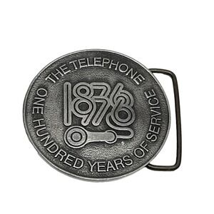 Vintage 1976 100th Anniversary Of The Telephone Bell System Pewter Belt Buckle‎